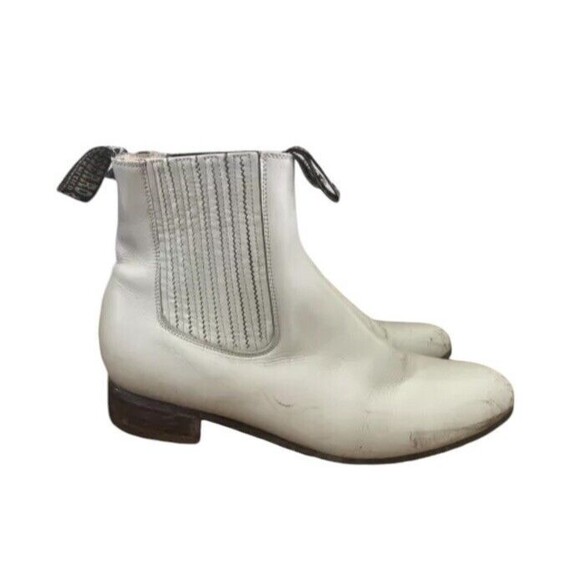 El Besserro Botin Charro Chelsea Boot Men's US 9.5 White Leathe Round Toe Boots - Picture 1 of 11